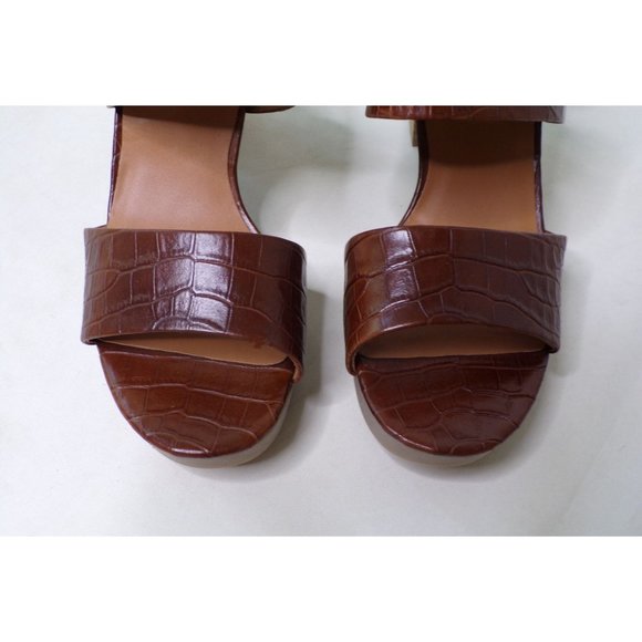 🆕PAUL GREEN Amanda Croc Slingback Platform Sandal Shoes 7 Brown - Picture 8 of 13